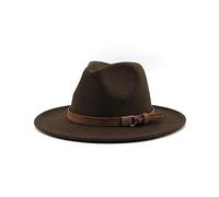 budiniao Cappello Fedora Cappello a Per tesa larga Decorativo Adulti Comodo Traspirante Tinta unita Decorazione per la testa invernale Cappelli antivento, Caffè, 58-61 cm