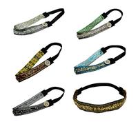 budiniao Fasce per capelli glitterate Strass Fasce regolabili alla moda Fascia salvaorecchie con bottoni Decorazioni in stile vintage, Blu