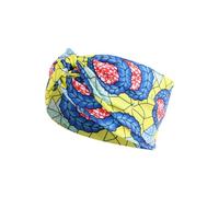budiniao Fascia per capelli all'uncinetto Stampa floreale Fascia per la testa sportiva colorata Antiscivolo per copricapo Lavaggio per il viso per Yoga Corsa Sporting, Assegno giallo