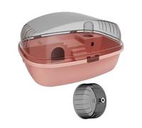 budiniao Gabbia per criceti con Ventilazione e Giochi Trasparente, con Ampio Spazio per Crescere e Giocare, Habitat Traspirante per Piccoli Animali, Rosa, 35.5x27.5x20 cm