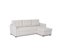 BUDWING Enzo Divano Letto Angolare 4 Posti - Chaise Longue Reversibile, Contenitore Integrato e Schienale Reclinabile - Stile Contemporaneo, Tessuto 100% Poliestere - 230x147x94 cm - Beige Chiaro