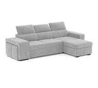 BUDWING John Divano Letto Angolare 4 Posti - Chaise Longue Reversibile, Poggiatesta Regolabili e 2 Pouf - Rivestito in Poliestere - Stile Moderno - 263x161x96 cm - Grigio Chiaro