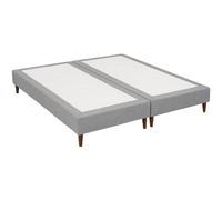 BUDWING Levi Sommier Imbottito, Tessuto 3D Traspirante, Beige/Grigio Nebbia, Base con Piedi in Legno, Design Contemporaneo (Grigio, 180 x 200 cm)