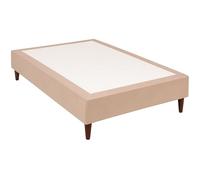BUDWING Levi Sommier Imbottito, Tessuto 3D Traspirante, Beige/Grigio Nebbia, Base con Piedi in Legno, Design Contemporaneo (Beige, 90 x 200 cm)