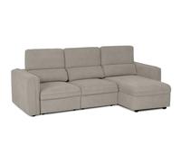 BUDWING Morgan Divano Letto 4 Posti - Sedute Scorrevoli, Poggiatesta Regolabili e Contenitore Integrato - Tessuto 100% Poliestere - 236x148x95 cm - Beige Deserto
