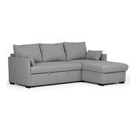BUDWING Orlando Divano Letto Angolare 4 Posti - Chaise Longue Reversibile con Contenitore - Stile Contemporaneo, Tessuto Tecnico Antimacchia - 221x160,5x88 cm - Grigio Pietra