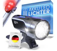 Büchel BLC 720 Set di luci per bicicletta I 70/35/15 Lux I omologato StVZO con durata della batteria fino a 13 ore, luce ricaricabile per bicicletta anteriore + posteriore, luce posteriore per