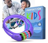 Büchel Lucchetto per bici bambini | Colorato, senza chiave, a combinazione | Accessori bici sicuri e pratici per bambini, antifurto per biciclette | Viola