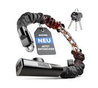 BÜCHEL Sekura - Lucchetto per bicicletta ad alta sicurezza, 90 cm, con disc Detainer Lock in acciaio temprato da 8 mm, lucchetto a catena per e-bike, biciclette, scooter & Co per città, scuola, lavoro