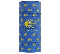 Buen Camino Scaldacollo Multifunzionale - blu/giallo, tubolare ultraleggero per il Cammino di Santiago, bandana con effetto rinfrescante, ad asciugatura rapida, senza cuciture, traspirante
