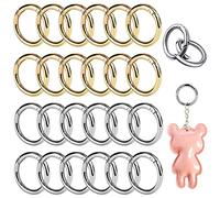 BUENTYA 24 Pezzi Anelli a Molla, Moschettone Rotondo Anello, Scatto Molla Rotonda Portachiavi 25mm Anelli Aperti per Borse, Campeggio, Escursionismo (Oro e Argento)