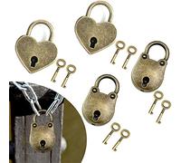 BUENTYA 4 Pezzi Lucchetti antichi, Mini Lucchetto Vintage Antico con 8 Chiavi, Lucchetti Decorativi a Forma di Cuore e Orso per Scatola di Gioielli Scrigno del Tesoro Scatola di Legno per Notebook