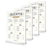 BUENTYA 4 Pezzi Porta Avvisi da Tavolo A6 Espositore Pubblicitario a T Espositore da Tavolo Dritto in Acrilico Supporto Pubblicitario da Banco per Ristoranti Hotel Promozioni Menù Foto