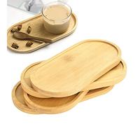 BUENTYA 4 Pz Vassoio da Portata Mini Vassoio in Bambù Per la Decorazione Della Casa, Biscotti, Pane Vassoio di Bambù per Sottovaso Piccolo Piatto per Sottobicchiere (17.5 * 8.8 * 1.1cm)