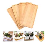 BUENTYA 4 vassoi in bambù rettangolari, piattini in legno, vassoio di servizio in bambù, 17,5 x 8,8 x 1 cm, per frutta bistecca, cibo, pentole, piante, pasti, caffè, pane, (ectangle)