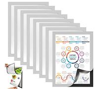 BUENTYA 8 Pezzi Cornici Magnetiche A4 Custodia Magnetica Cornice Informativa A4 Portadocumenti Autoadesivo con Chiusura Magnetica per Foto Bacheche Manifesti Poster (Argento)