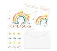 Buer Homie 12 Einladungskarten Mit UmschläGen Und Siegelaufklebern FüR Kinderpartys, Einladungskarten Kindergeburtstag MäDchen, Einladung Kindergeburtstag (Regenbogenwolken)