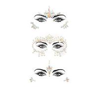 Buer Homie Pietre glitterate autoadesive per il viso, 3 set, fata rosa, per bambini, festival, trucco, occhi, fate, alieni, accessori per festival, accessori per il viso, accessori da donna