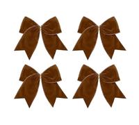 Buerfu Confezione da 4 fiocchi in velluto con intrecciati per albero di Natale, fiocchi verdi e beige per confezioni regalo fai da te, ghirlande, ghirlande e decorazioni per matrimoni