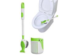 Buerfu Scopino per WC - Set di scopino per WC a forma di cartone animato, con manico lungo, ricaricabile, dispenser di liquido per bagno