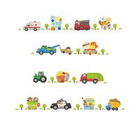 BuerHomie Adesivi da Parete Auto dei Cartoni Animati per Bambini, Adesivi e Rimuovibili, Semplici da Usare per le Decorazioni Fai-da-te Su Muri/Mobili