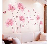 BuerHomie Adesivi da Parete Fiori Rosa e Farfalle, Adesivi e Rimuovibili, Semplici da Usare per le Decorazioni Fai-da-te Su Muri/Mobili