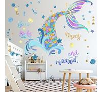 BuerHomie Adesivi Murali Bambini, Sirena Bolle Stelle Guscio Stickers Murali Bambini Grande, Decorazioni per la Cameretta dei Bambini Ragazzino o Bimba