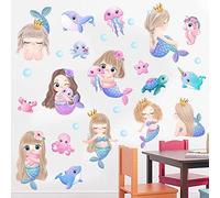 BuerHomie Adesivi Murali Bambini, Sirene e Animali Marini Stickers Murali Bambini Grande, Decorazioni per la Cameretta dei Bambini Ragazzino o Bimba