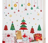 BuerHomie Adesivi Natale Finestra, Adesivi murali Albero di Natale Stella fiocco Neve per addobbi natalizi di Vetrina, Soggiorno, Camera da letto
