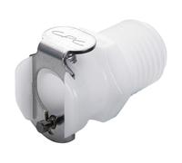 Bürkle POM Raccordo a sgancio rapido con filettatura esterna, con valvola, NW 3,2 mm, parte madre, filettatura NPT 1/4", lunghezza 28 mm