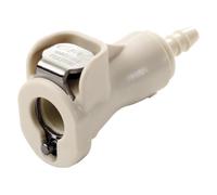 Bürkle POM - Raccordo a sgancio rapido con valvola NW 6,4 mm, parte del dado, diametro interno 6,5 mm, lunghezza 50 mm