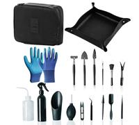 BUERPINKING Bonsai, set di 18 attrezzi per bonsai Starter Kit Garden Tool con tappetino impermeabile e custodia, mini attrezzi da giardino per piante d'appartamento, piccola pianta in vaso