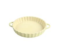 BUERPINKING Pirofila piccola in ceramica per torta con manici, stampo rotondo Ø 21 cm H 4 cm, per muffin, forno, quiche, pizza, pasta, barbecue, giallo