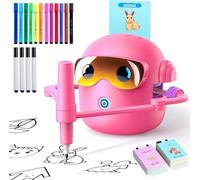 BUERPINKING Robot da colorare per bambini, robot da disegno per bambini dai 3 4 5 6 7 8 anni, robot per l'educazione della prima infanzia con penna e carte per ragazzi ragazze rosa