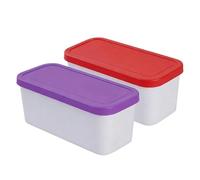 BUERPINKING Serbatoio per ghiaccio da 2 litri - Set di 2 contenitori con coperchi, contenitori per il gelato fatto in casa, per gelato, yogurt (2, viola + rosso)