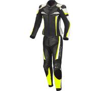 Büse Mille Abito in pelle da moto da donna a due pezzi, nero/giallo, Taglia 40