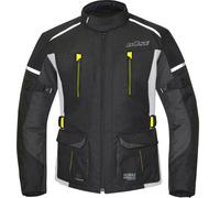 Büse Rider Giacca tessile moto da donna impermeabile, nero-grigio-giallo, taglia 46 per donne