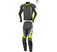 Büse Silverstone Pro Due pezzi signore vestito di cuoio, nero/bianco/giallo, Taglia 38