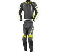 Büse Silverstone Pro Tuta in pelle moto a due pezzi, nero-bianco-giallo, taglia 50 per maschi