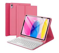 Bueuwe Custodia con Tastiera per iPad Air 4/5/6/7/M1/M2/M3 da 11 Pollici, Tastiera Bluetooth Wireless Staccabile, con Supporto per Matita,Rosa