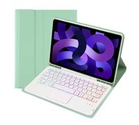 Bueuwe Custodia con Tastiera per iPad Air 5a 4a Generazione 10.9, Tastiera Staccabile Bluetooth retroilluminata a 7 Colori con touchpad,Verde