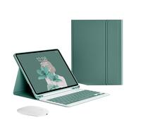 Bueuwe Custodia con Tastiera per iPad Mini 6a/7a Generazione da 8,3 Pollici, Mouse e Tastiera Magnetica Wireless Bluetooth Rimovibile, Sottile e Leggera con portapenne,Midnight Green