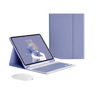 Bueuwe Custodia per tastiera per iPad Air 11" M3 2025 M2 2022/Air 5 4 2022 2020 11", mouse e tastiera Bluetooth wireless magnetica staccabile, sottile e leggera con portamatite, viola lavanda