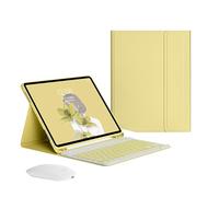 Bueuwe Custodia per tastiera per iPad Pro 13" M5, M4/Air 13"/Pro 12.9 6a 5a 4a 3a generazione, mouse e tastiera Bluetooth wireless magnetica staccabile, sottile, leggera, con portapenne, giallo limone