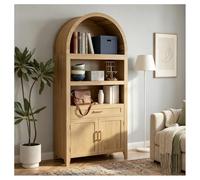 Bueuwe Libreria con ante, libreria ad arco con cassetto e armadio, libreria alta con contenitore, libro moderno in legno per soggiorno, camera da letto