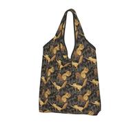 Buewutiry 2 borse grandi da donna, leggere, rustiche, disegnate a mano, simpatiche, con scoiattolo, riutilizzabili, pieghevoli, per la spesa, per lavoro, spiaggia, viaggi, con manici