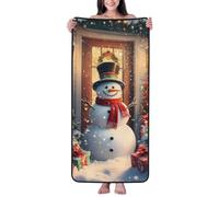 Buewutiry Asciugamani da bagno in cotone per il bagno, con cappello magico di Natale, pupazzo di neve, in microfibra, ad asciugatura rapida, telo da bagno personalizzato, morbido asciugamano da doccia