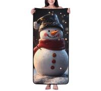 Buewutiry Asciugamani da bagno in cotone per il bagno, con pupazzo di neve di Natale P, in microfibra, ad asciugatura rapida, per il corpo, telo da spiaggia personalizzato, morbidi asciugamani da