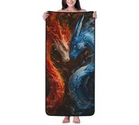 Buewutiry Asciugamani da bagno in cotone per il bagno, rosso e blu Fire Dragon F, asciugamani ad asciugatura rapida in microfibra per teli da bagno per il corpo, asciugamano da spiaggia personalizzato