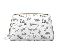 Buewutiry Beauty case da viaggio grande, con lucertola, serpente, tartaruga, coccodrillo, in pelle PVC, portatile, con cerniera, borsa per la cura della pelle, trousse per trucchi da donna